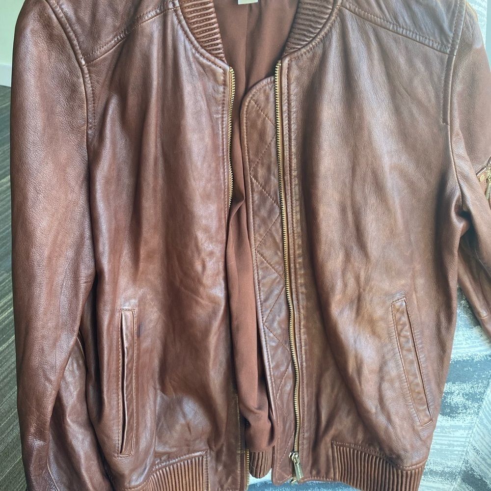 Michael Mora Brown Leather Jacket